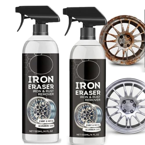 2Pack Rust Remover - Rust Remover Spray, Heavy Duty Rust Remover for Metal, Iron Eraser Iron and Rust Remover for Car Wheels, Hub, Bike Chains, Garden Tools & Iron Surfaces, 120ML*2 | Multi Surface Rust Remover for Metal, Iron Eraser Iron and Rust Remover