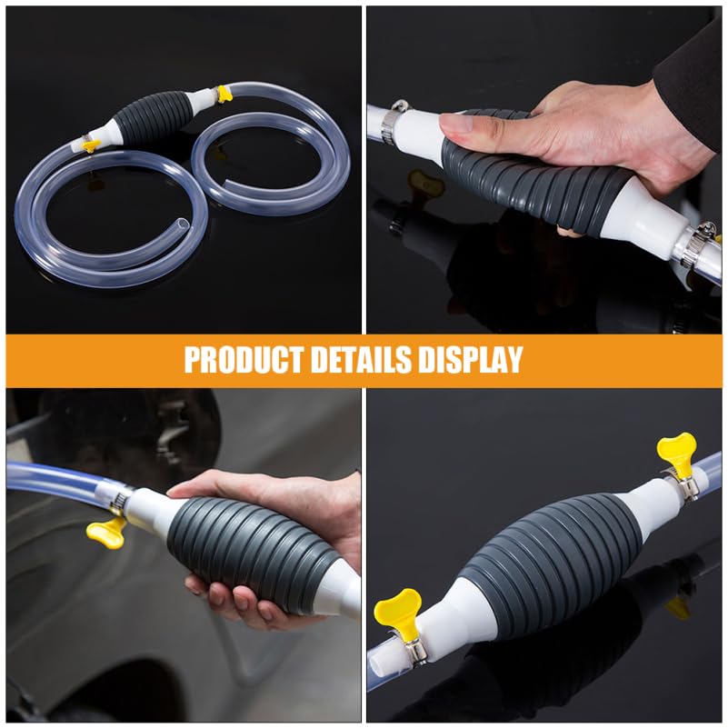 Manual Siphon Pump Kit with 1.5M Hose Hand Fuel Transfer Pump for Gas Gasoline Oil Water Urea Fluid Car Truck Motorcycle Emergency Liquid Extractor Tool