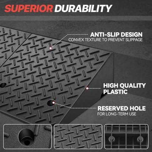 Rubber Curb Ramp, 7.9" Rise, For Forklift, Car, Wheelchair & Bike, Driveway & Garage Threshold Bridge - size: 7.9" Rise