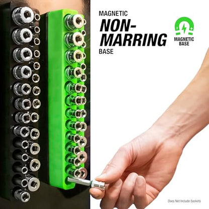 OEMTOOLS 22488 6 Pack Set Metric and SAE Magnetic Socket Tray Set, Black and Green Socket Organizers, 1/4, 3/8, 1/2 Inch Drive Socket Organizer Tray Set - style: Black and Green
