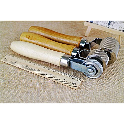 HXBER Tire Patch Stitching Tool,Tyre Patch Roller with Wooden Handle 6mm/20mm/40mm Tire Stitcher Tube Repair Tool for Fixing Flats