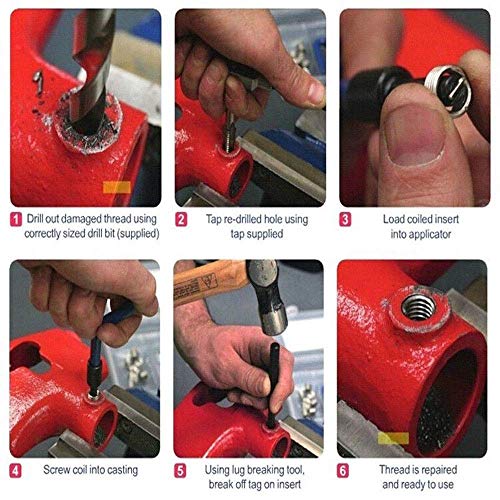 15pcs Thread Repair Kit M9 x 1.25mm Metric Thread Repair Insert Kit | Compatible Hand Tool Set for Auto Repairing (M9-1.25)