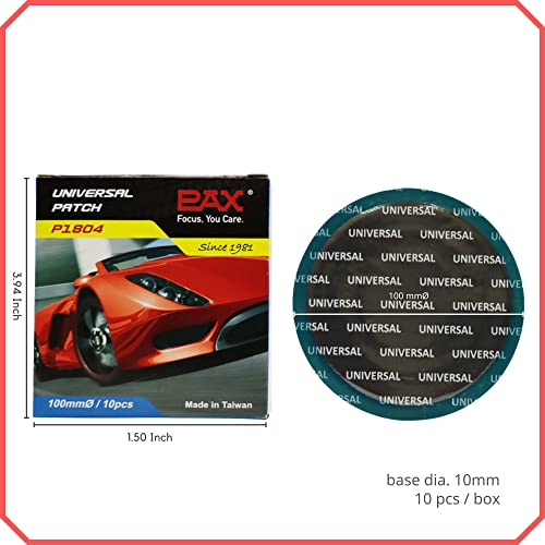 PAX 10 Pcs 100mm Round Universal Tire and Tube Patch Repair Kits, for Radial and Bias Tires Truck, Tractor, Agricultural Vehicles, Motorcycle, BMX, ATVs, River Floating, Inflatable Rubber - size: 100mm