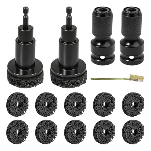 2 Sets Wheel Hub Cleaning Kit Fits 1/2" Impact Driven Wrenches | Washable Reusable Filters, with Cleaning Brush (Black), Quickly Remove Rust from Studs and Brake Discs, Premium Materials