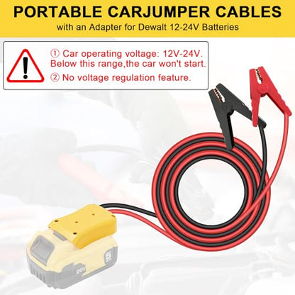 Jumper Cable Clamps for DeWalt 20V Battery Jump Starter, 3.28FT 8AWG Heavy Duty Car Battery Jumper Cable with Adapter for DeWalt, Portable Automotive Battery Booster Cable with Storage Case - size: 3.28 Ft