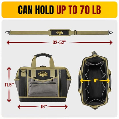 Ryker 16’’ Heavy Duty Tool Bag. Tool Box Organizer for Electrician & Plumber - color: 16-Inch Tool Bag