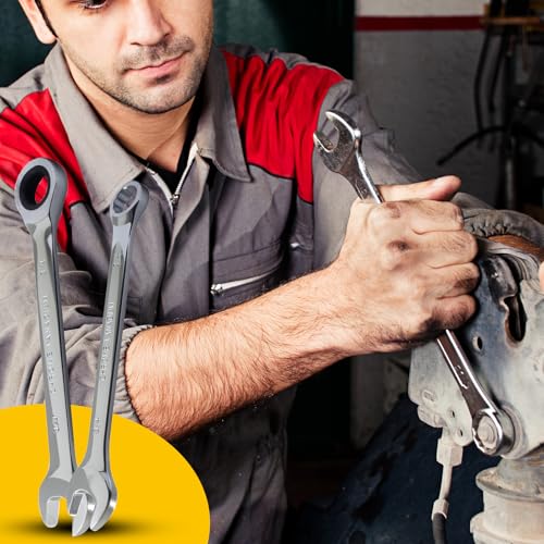 3/4 Inch Ratcheting Wrench 2 Pcs 72-Tooth 12-Point Chrome Plated | Forged 45# Carbon Steel Durable, 5-Degree Arc For Tight Spaces, 12-Point Protects Fasteners, Polished Chrome Anti-Rust - size: 3/4 Inch
