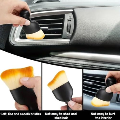 8PCS Car Detailing Brush Set, Car Detailing Brush, Soft Car Cleaning Brush, Suitable for Cleaning Car Interiors, Including Air Vents, Center Console, Seat Gaps, and More - color: black-gray