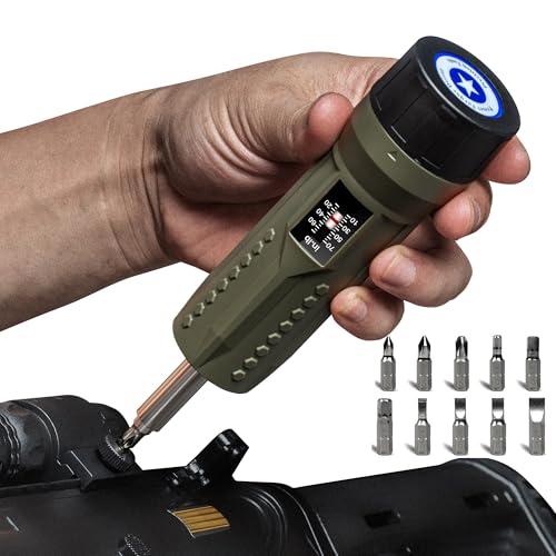 Torque Screwdriver Set 10-70 in-lb - Adjustable High Precision Torque Screwdriver & Driver Bits Kit for Car Repair, Bike Tools, Scope Mounting & DIY Projects - 11Pcs Inch Pound Torque Screwdriver - color: Army Green
