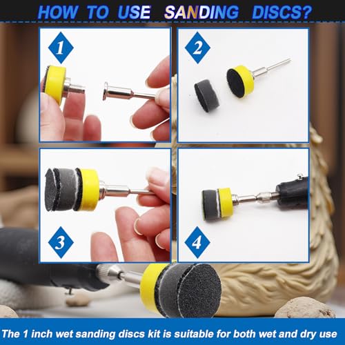 279PCS 1Inch Sanding Discs and Drum for Dremel Tool Accessories,60-10000 Grit Hook and Loop Sandpaper for Polishing Kit,Sanding Bits kit for Resin/Rock/Making Jewelry Polishing - size: 1inch-KIT