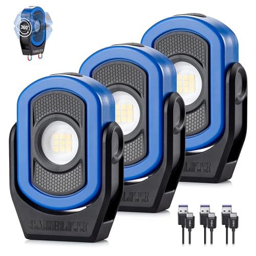 Magnetic Work Light – 780 Lumen Compact Pocket Light, Rechargeable 3000mAh, 360° Pivot, Durable & Portable for Mechanics & Jobsites (Blue, 3-Pack) - color: Blue-3PK, size: 3 Pack-780lm