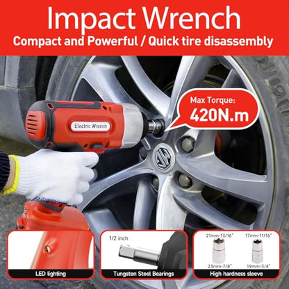 E-HEELP Electric Car Jack 5 Ton Cordless, 12V Battery Hydraulic Floor Jack with Remote Control, Tire Change Kit with Impact Wrench & LED Light, Portable Auto Lifting Tool for Roadside Emergency SUV RV