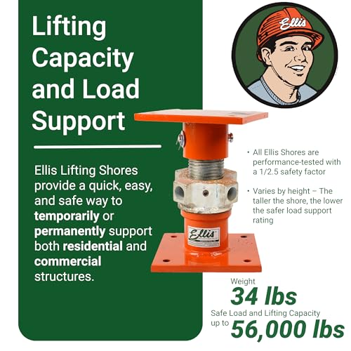 ELLIS Heavy-Duty Adjustable Steel Shore – Basement Jack for Floor Leveling, Foundation, Beams, and Concrete Bracing – 56,000 lb Safe Load Capacity – 10"-14" Adjustment - size: 10" - 14" Adj. Safe Load Capacity (56,000 lb)