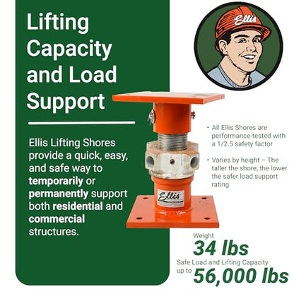 ELLIS Heavy-Duty Adjustable Steel Shore – Basement Jack for Floor Leveling, Foundation, Beams, and Concrete Bracing – 56,000 lb Safe Load Capacity – 10"-14" Adjustment - size: 10" - 14" Adj. Safe Load Capacity (56,000 lb)