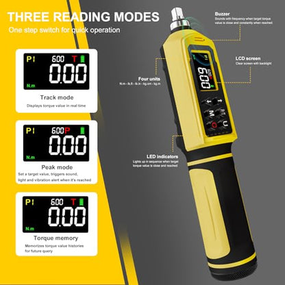 ATsafepro Digital Torque Screwdriver Set, 0.8-53.1 in-lbs/0.09-6 Nm, 45 PCS 1/4" Inch Pound Torque Wrench Screwdriver with Buzzer, LED Indicator, 9 Preset Modes, ±2% Accuracy for Precision Work - style: Digital - 0.8-53.1 in-lbs/0.09-6 Nm