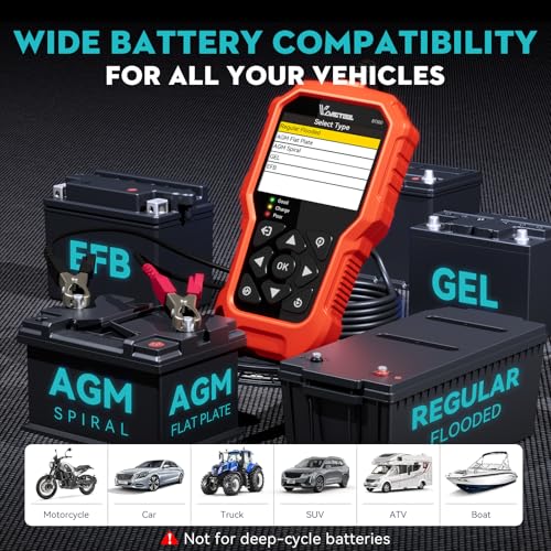 Car Battery Tester 6V 12V 24V VDIAGTOOL BT500, 5-3000 CCA Battery Load Tester, Starter Alternator Tester Automotive Charging Cranking System Analyzer for Car Truck Motorcycle SUV ATV Boat