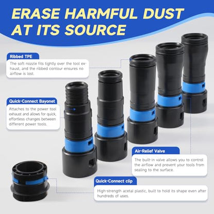 16 FT Power Tool Shop Vac Hose Kit, 2-1/4" Sander Dust Collection Hose with 6 Quick-Connect Vacuum Hose Adapters, Wet/Dry Vacuum Extension Hose for Shop Vacuum System, Table Saw & Woodworking - size: 16FT