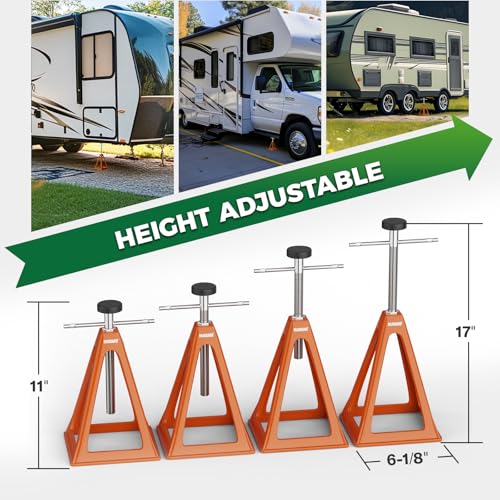 RVGUARD RV Stack Jacks 4 Pack, Aluminum Stabilizer Jacks for RV Trailer Camper, Single Support Up to 7500 Lbs, Adjustable from 11" to 17" - size: 7500lb 4 Pack