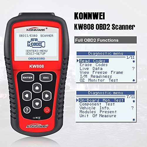 KONNWEI KW808 Auto OBDII Code Reader 2.8"Large Screen OBD2 Scanner with Full Diagnostic Scan Tool Functions Check Car Engine Light Fault Code Analyzer for All 1996 and Newer Cars with OBD II Protocol