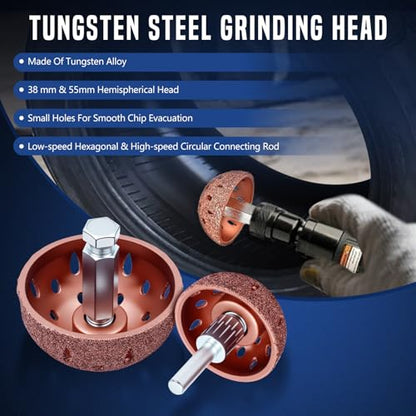 Tire Repair Patch Tools,42 mm 55 mm Tire Tungsten Steel Buffing Wheels Tire Patch Roller Scraping Cutter Kit for Car Tire Grinding Polishing - color: 6PCS