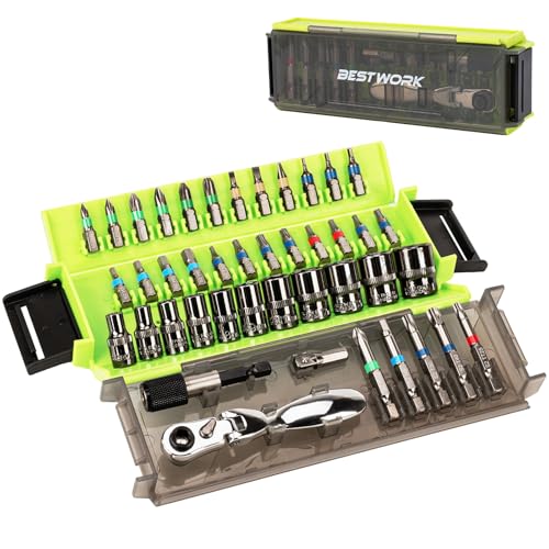 43-Piece 1/4 Inch Drive Mini/Small Tool Kit, Motorcycle Tool Kit with 72-Tooth Mini Ratchet Set & Metric Small Socket Set (4-14mm) for Tight Space