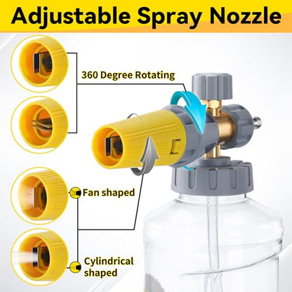 Tool Daily Foam Cannon with Pressure Washer Gun, Dual Connector Accessory | Power Washer Gun with 3/8'' Swivel Connector, Adjustable Soap Cannon with M22-14 and 1/4” Quick Connect Fittings, 1.5 Liter - size: 1.5 L