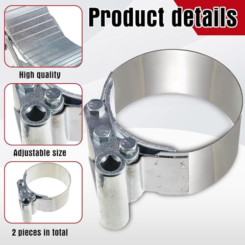 Yaocom 2 Pieces 3-3/4 to 4-1/2 Heavy Duty Oil Filter Wrench Use with 1/2 Square Drive, Air Dryer Diesel Truck Large Oil Filter Wrench