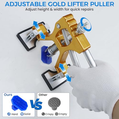polisak 134Pcs Car Dent Puller Kit, Paintless Dent Removal Tool Kit with 3 in 1 T-bar Slide Hammer & Bridge Puller & Golden Lifter, Dent Repair Kit for Car Hail Damage Large Small Dent Fast Removal