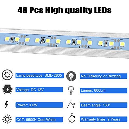 12v LED Interior Light Bar, DC 12 Volt led Strip Lights with Switch and Magnets, 6500K White Light for Enclosed Cargo Trailer Car RV Van Truck Lorry Cabinet Camper Boat Caravan Motorhome 8P - size: 8 P