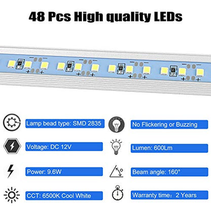 12v LED Interior Light Bar, DC 12 Volt led Strip Lights with Switch and Magnets, 6500K White Light for Enclosed Cargo Trailer Car RV Van Truck Lorry Cabinet Camper Boat Caravan Motorhome 8P - size: 8 P
