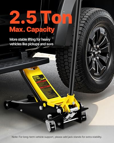 VEVOR 2.5 Ton Low Profile, Heavy-Duty Steel Racing Floor Jack with Dual Pistons Quick Lift Pump, Lifting Range 3.64"-19.49"