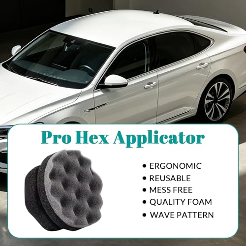 3 Pack Polishes Pro Tire Shine Applicator - Hex Grip Tire Dressing Applicator Pad for Car Detailing - Ergonomic Wave Texture Foam Sponge for Tire Wax Gel Gloss - Mess-Free Wheel Cleaning Tools