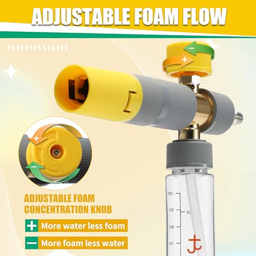 JOEJET Pressure Washer Short Gun with Mini Foam Cannon Dual Wand, 100 ML | Dual-Purpose Switch Spray Gun with 5 Power Washer Nozzle Tips, 1/4" Quick Connect, 4500 PSI - size: 100 ml