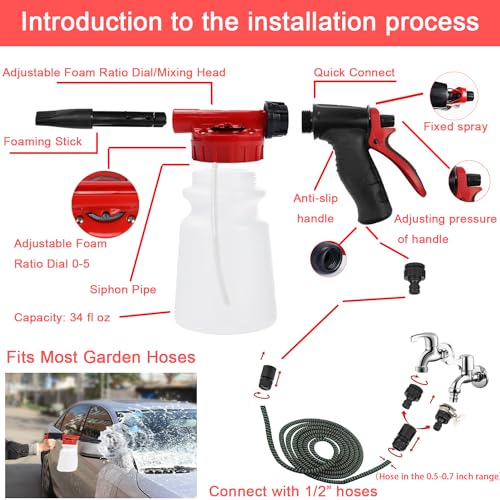 LIANXIN Car Wash Kit with Foam Gun, Car Cleaning, Car Wash Detailing Kit | Car Washing Kit High-Pressure Foam Spray Microfiber Collapsible Bucket Cleaning Detailing Brush Ideal for Home Car Detailing - size: XXL-30