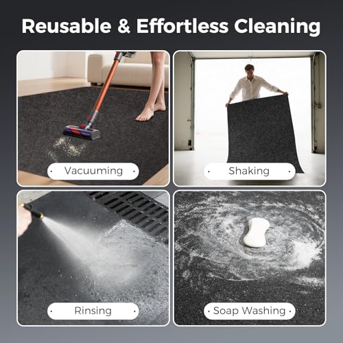 WELKIN Oil Spill Mat (60" x 36"), Absorbent Oil Pad Protects Floor, Garage Floor Mat for Under Car Driveway, Waterproof Backing, Durable & Cuttable - size: 5' x 3'