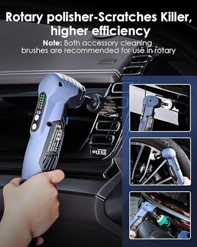 Cordless Mini Polisher, 2/1.5-inch DA/RO Mode Mini Buffer for Car Detailing | 12V Polisher 2*2.0Ah Batteries 6 Variable Speeds, 53 Accessories Lightweight Mini Buffer for Car Polishing/Waxing/Finishing