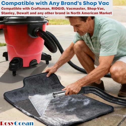 Universal Compatible with All Shop Vacs Extractor Attachment with 2-1/2" & 1-7/8" & 1-1/4" Three Adapters Auto Detailing Vacuum Head Extraction Accessory for Upholstery & Carpet Cleaning - size: Large