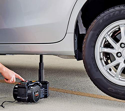 Powerbuilt 12 Volt Electric Jack and Tire Inflator Combo, 2 in 1, Fix Flat Tire or Vehicle Lift with 1 Ton Capacity Emergency Roadside Use Car Battery Charge, 620484