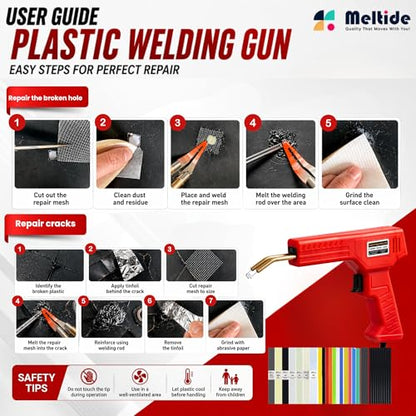 Upgraded 220W Plastic Welder Kit for Car Bumper Repair, 2-in-1 Hot Stapler & Plastic Welding Gun, Fix Cracked Plastic in Seconds, with1000 Staples &100 Welding Rods, Easy DIY Automotive Repair tool - color: Red
