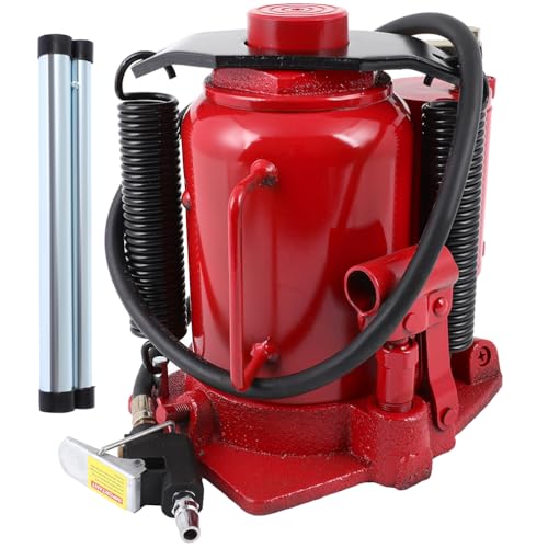 Pneumatic Air Hydraulic Bottle Jack 30 Ton (66 000 Lbs) Heavy Duty Auto Truck Repair Red