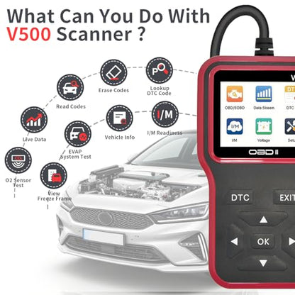 OBD2 Scanner Diagnostic Tool - Check Engine Light Code Scanner Tool with Reset, DTC, Data Stream, I/M Readiness, Car & Truck Scan Tool for All Vehicles Since 1996, escaner automotriz - color: Black