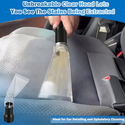 Happy Tree See-Through Extracting Accessory with 2-1/2" Reducer for Upholstery & Carpet Cleaning & Auto Detailing, Shop Vac Extractor Attachment for 10-20 Gallon Wet/Dry Vacuum Cleaners - size: Small with 2-1/2" Adapter