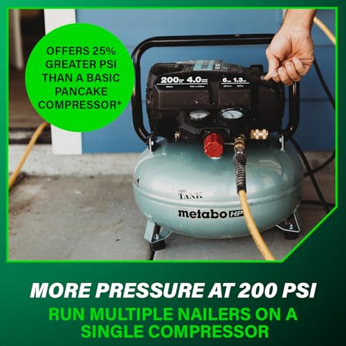 Metabo HPT Air Compressor, THE TANK, Portable Pancake Air Compressor 200 PSI, 6 Gallon Tank, Versatile for Use with Framing, Siding, Finish, Brad or Roofing Nailers, EC914S - style: 6-Gallon Pancake, 200 PSI