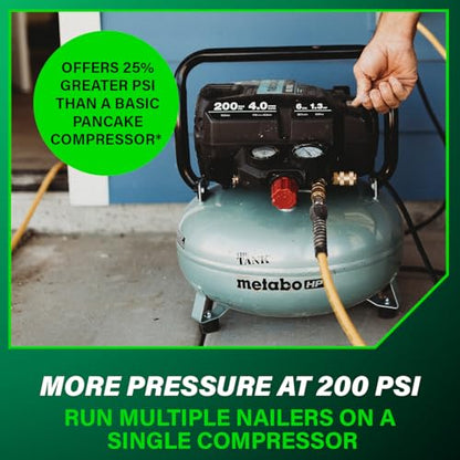 Metabo HPT Air Compressor, THE TANK, Portable Pancake Air Compressor 200 PSI, 6 Gallon Tank, Versatile for Use with Framing, Siding, Finish, Brad or Roofing Nailers, EC914S - style: 6-Gallon Pancake, 200 PSI