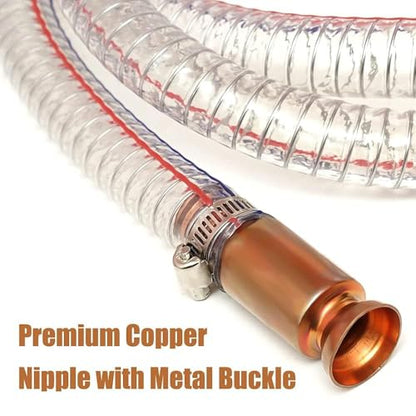 8.2FT 1" Heavy Duty Gas Siphon Hose, Self-Priming Fuel Transfer Pump | Jiggler Siphon with Brass Valve & Metal Clamp, Transfer Hose for Gasoline, Fish Tank Water Changes, Boats, ATVs & Tractors - size: 1"ID x 1Pcs
