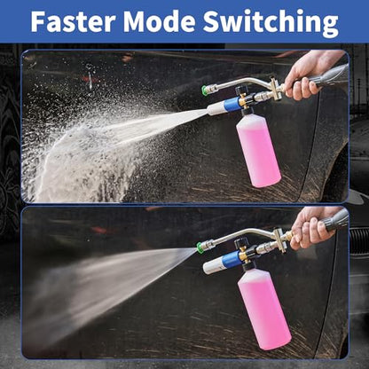 FENG PAI Pressure Washer Foam Cannon with Dual Connector Accessory & 7 Power Washer Sprayer Nozzles, Double Tip Attachment For Soap Cannon, 1/4" Quick Connect, 3600 PSI