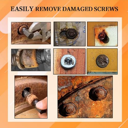10 Pcs Screw Extractor Set, Hex Head Easy Out Bolt Extractor Set, Multi-Spline Stripped Screw Extractor Set, Broken Bolt Remover Kit, Damaged Screw Extractor Set for Removing Broken Studs, Bolts