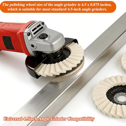 8 Pcs Wool Polishing Wheel Kit, 4-1/2"x 7/8" Felt Buffing Wheels with Felt Flap Disc and Polishing Compound, Universal for Angle Grinder, Multi-Surface Polishing for Metal, Automotive, Wood - style: 4.5inch -8 Pcs