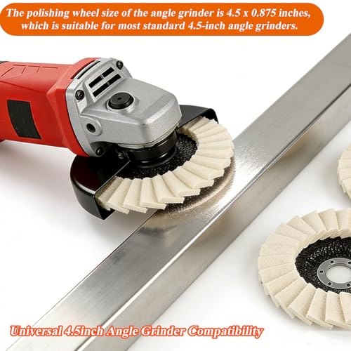 8 Pcs Wool Polishing Wheel Kit with Compound for Angle Grinder,Includes 5Pcs Buffing Wheels (4-1/2" x 7/8") & 3Pcs Polishing Compound,Buffing Wheel for Wood, Metal & Automotive | Felt Buffing Wheels with Felt Flap Disc, Polishing Compound, Universal for A