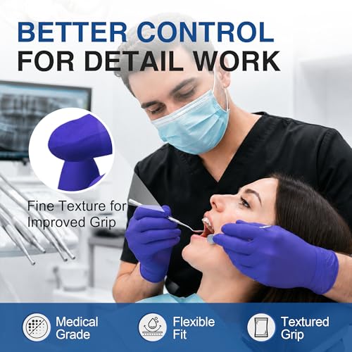 Schneider Medical Nitrile Exam Gloves, Powder & Latex Free, Darkblue | Disposable for Medical Exams, Cooking, Food Prep, Cleaning, Home, Household Use - size: Medium